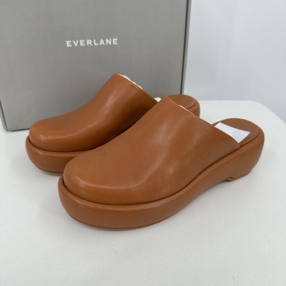Everlane The Puffa Flatform in Brown Leather sz 7.5 Women's Chunky Platform Clog - Picture 2 of 12
